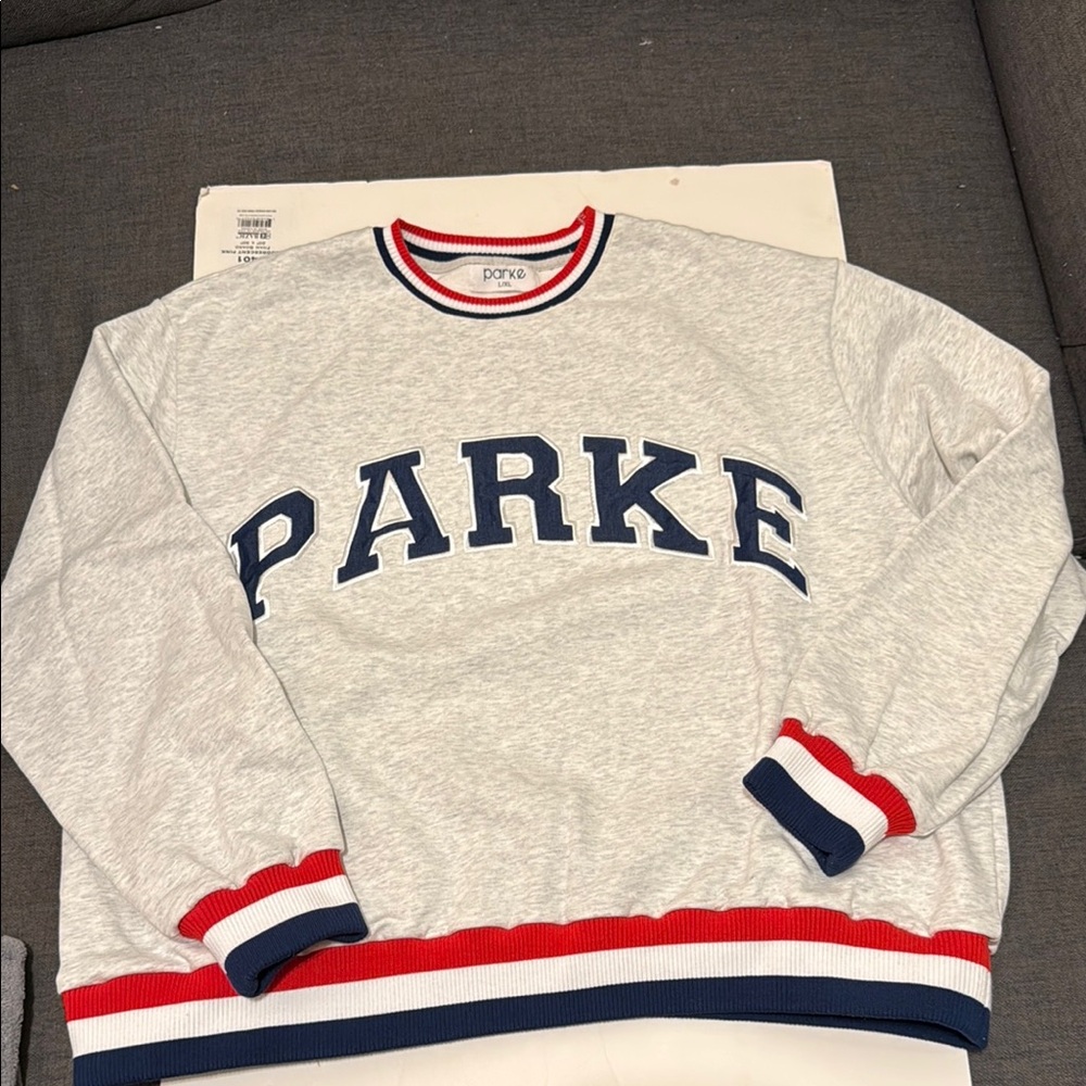 Parke Gray Sweater with Red and Blue Accents